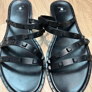Shade & Shore Black Studded Strappy Sandals